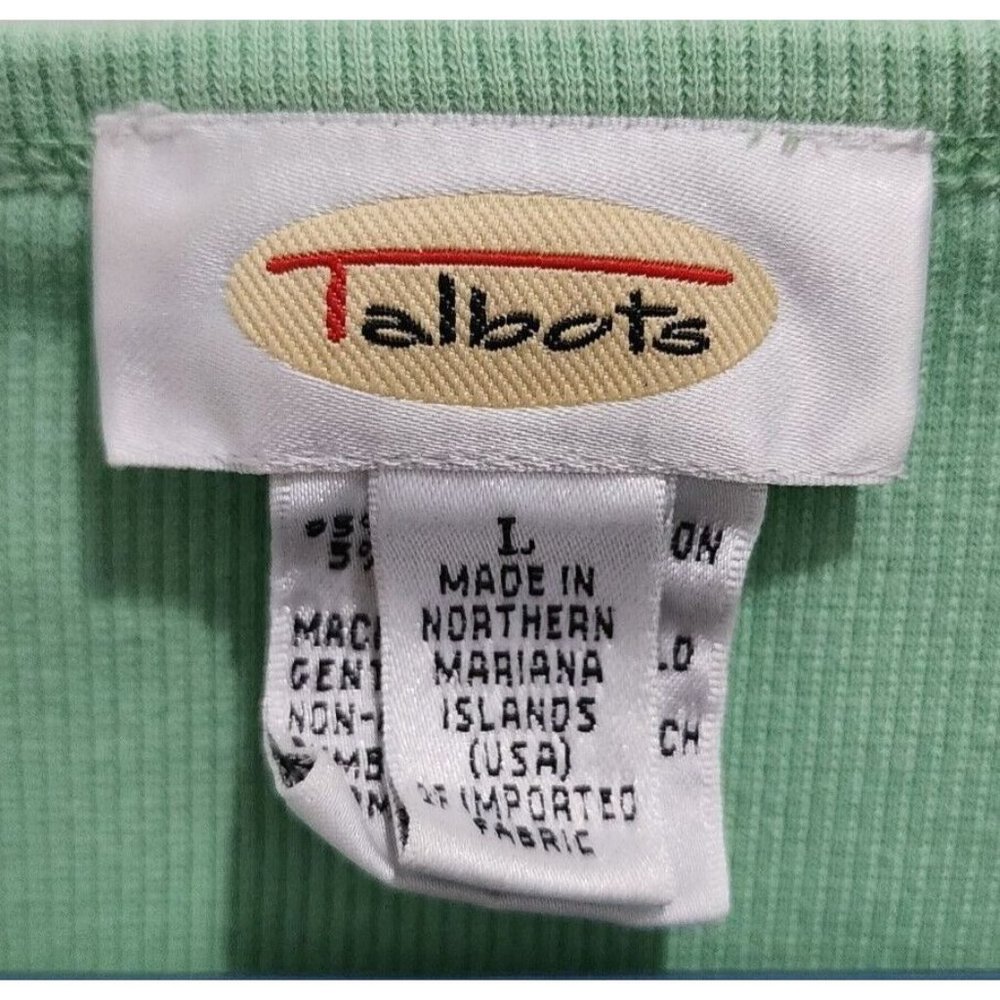 Vintage Talbots Women's Long Sleeve Ribbed Knit Stretch Pullover Top Green Sz L - Picture 5 of 9